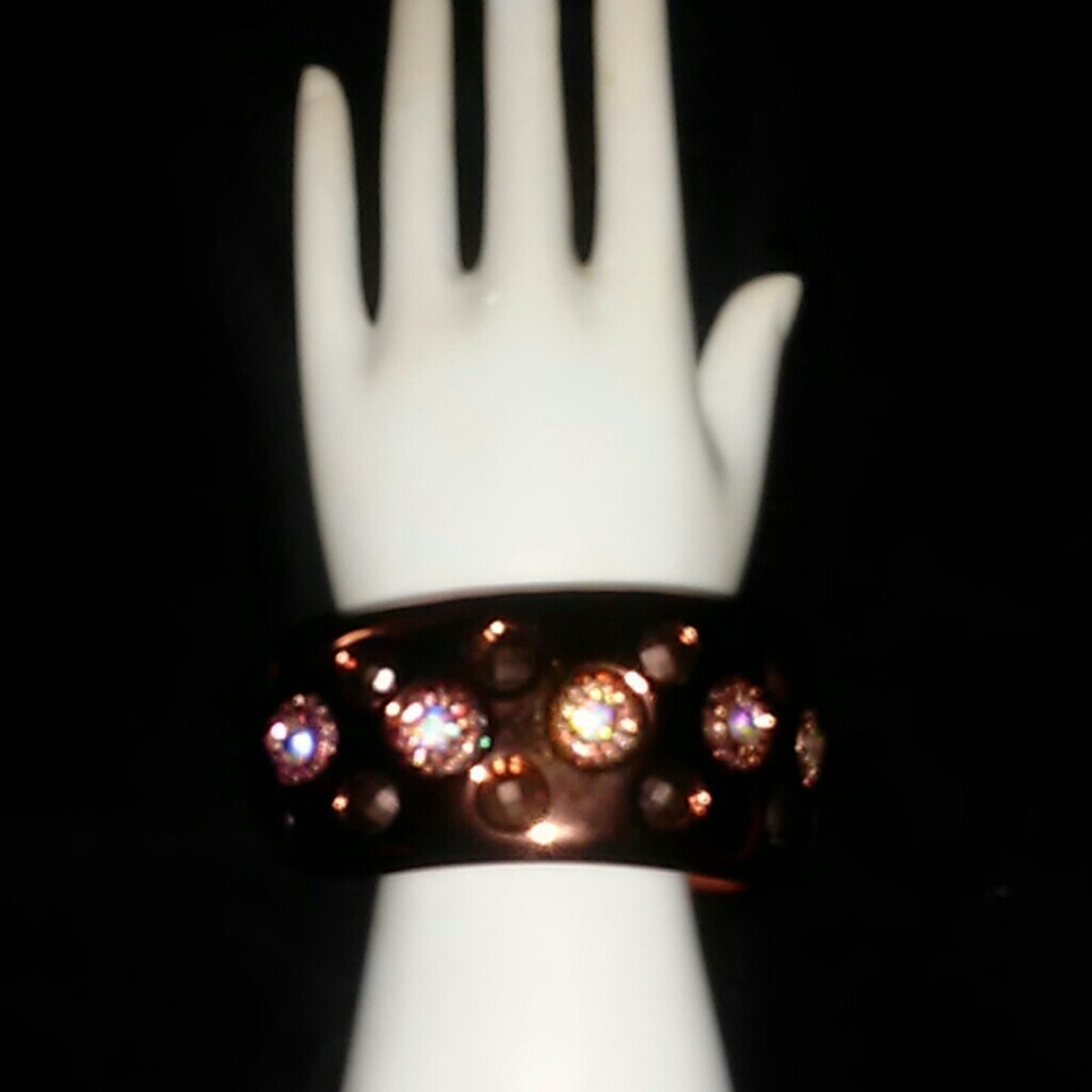 Copper colored Bangle with gems and studs